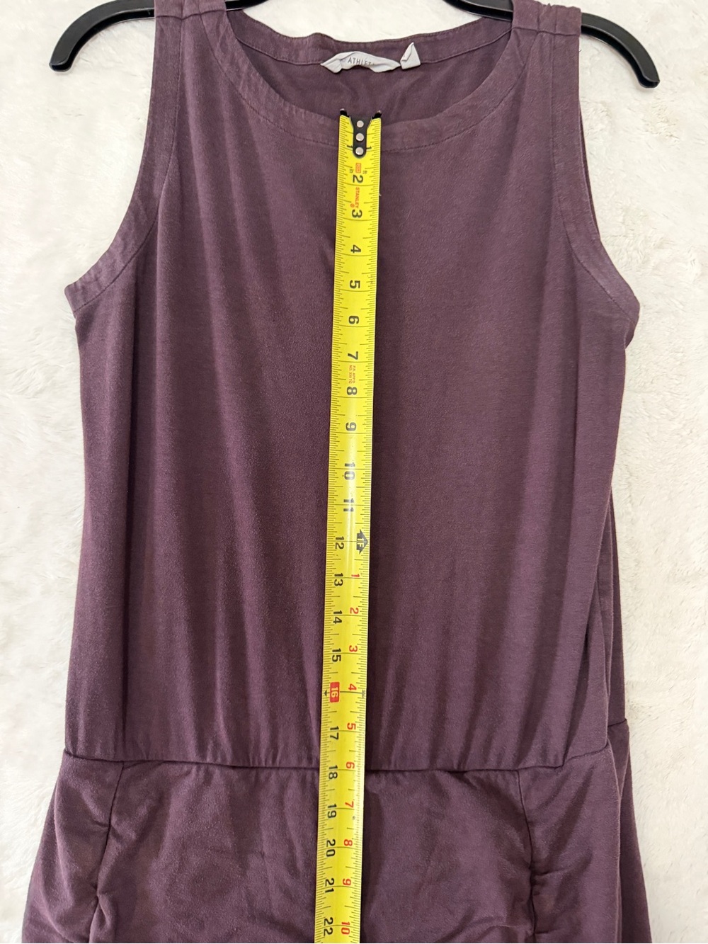 Athleta Tulip Dress M Plum Purple Ruched Side Sleeveless Cotton Modal Stretch - Picture 7 of 11